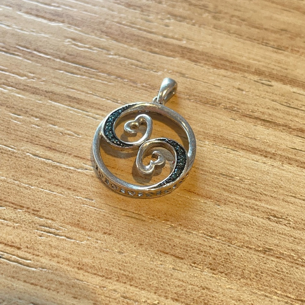 Jane Seymour Natural Diamond Silver Heart Swirl Pendant